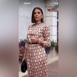 NWT Dress Forum Geometric Patterned Midi Dress with Belt